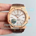 JF Factory Copy Audemars Piguet Royal Oak Watch Silver Dial Leather Strap 15400_th.jpg